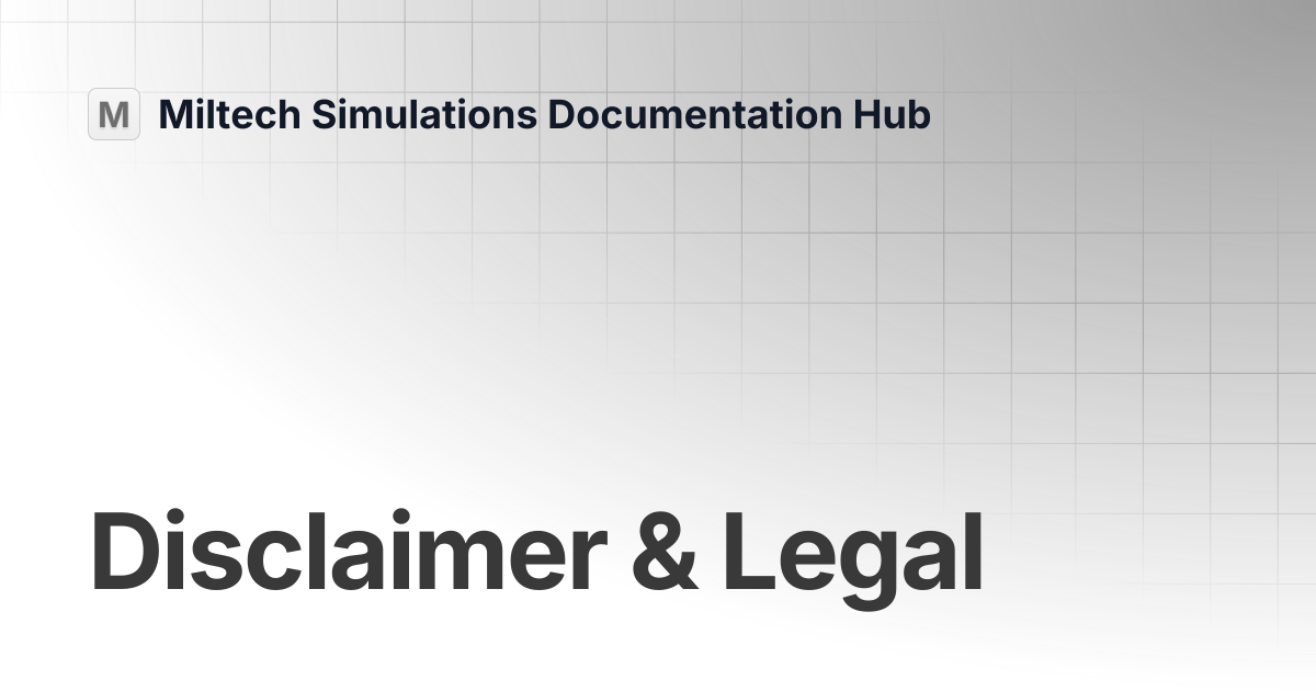 Disclaimer & Legal | Stratoware/Miltech Simulations Bo105 | Miltech ...